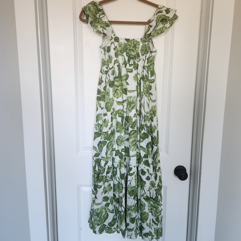 Abercrombie And Fitch Floral Tiered Midi Dress Green XS Summer Dress NWT - Picture 4 of 6